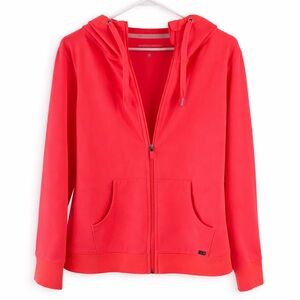 Tommy Hilfiger Sport Neon Coral Zip Hoodie XL Reflective Logo Athletic Jacket